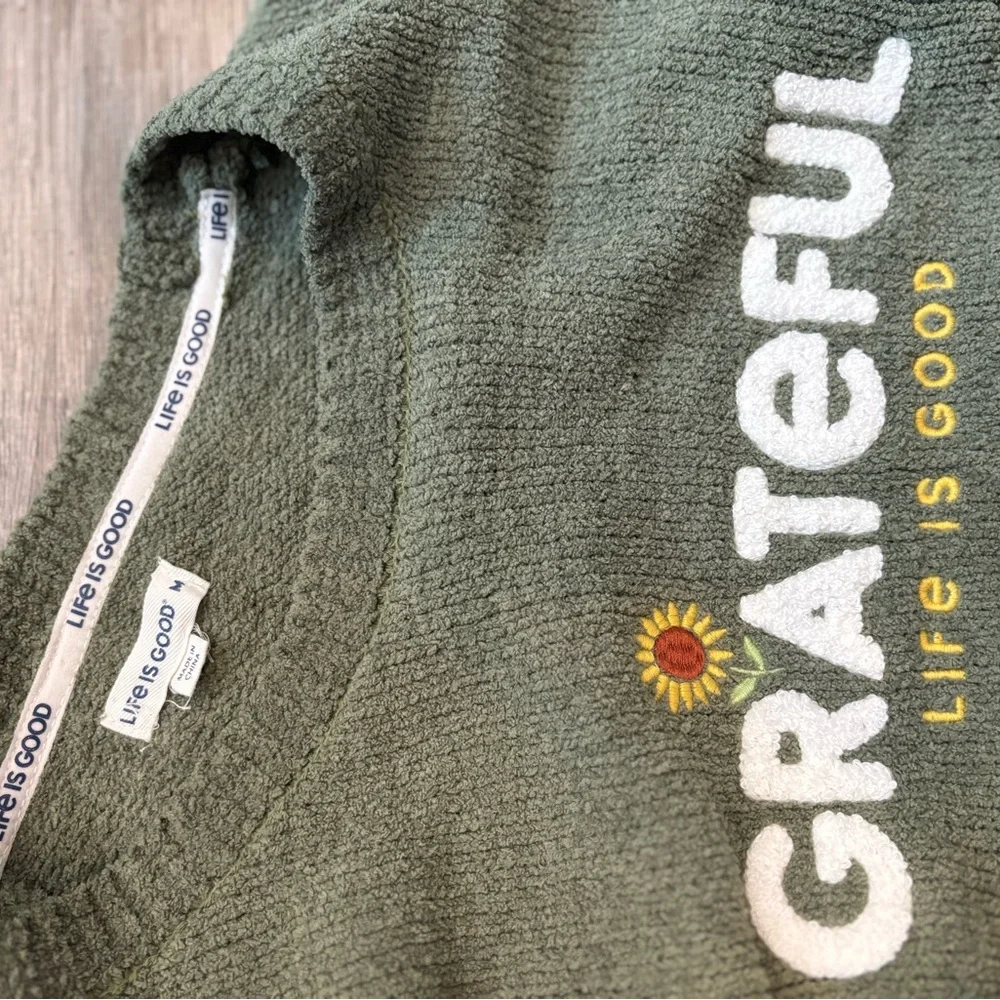 Life Is Good Olive Grateful Pullover - Picture 3 of 5
